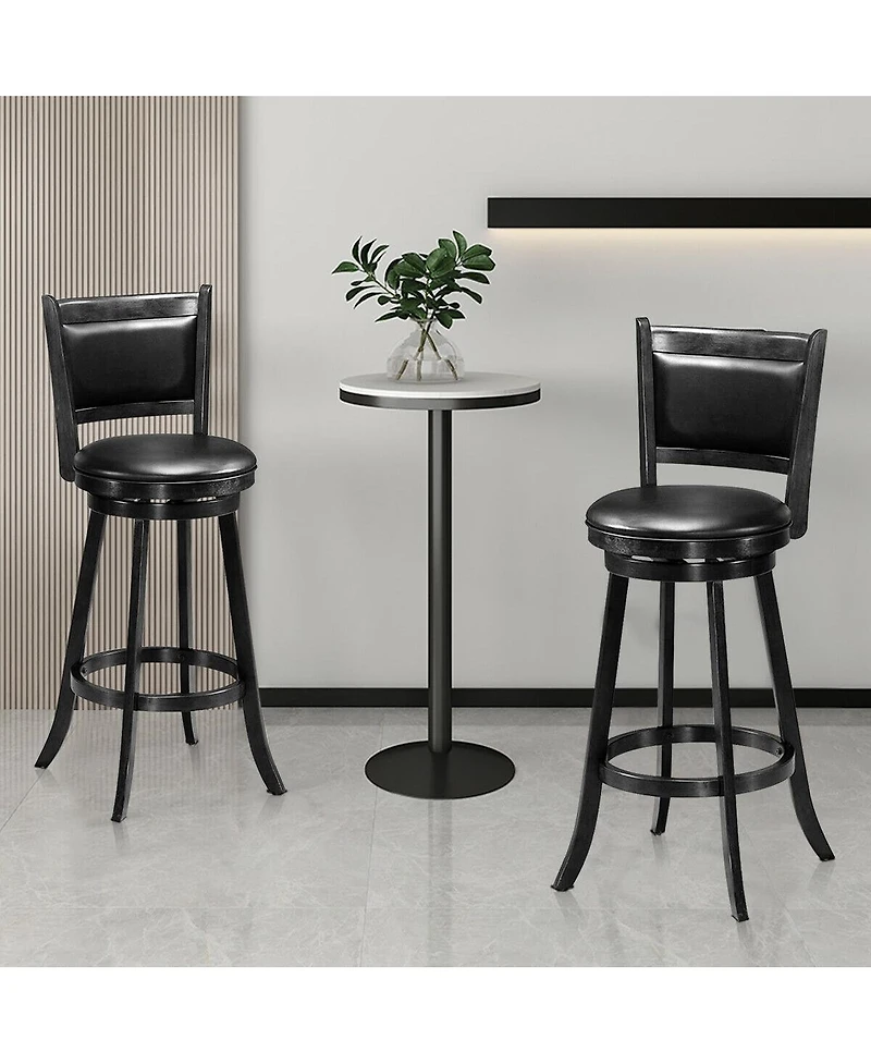 Gouun Set of 2 29 Inch Swivel Bar Height Stool Wood Dining Chair Barstool