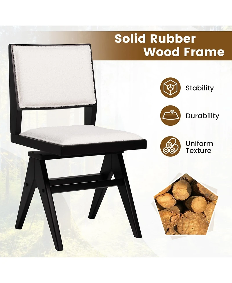 Gouun Swivel Wooden Dining Chair Set of 2 with Rubber Wood Frame and Padded Seat