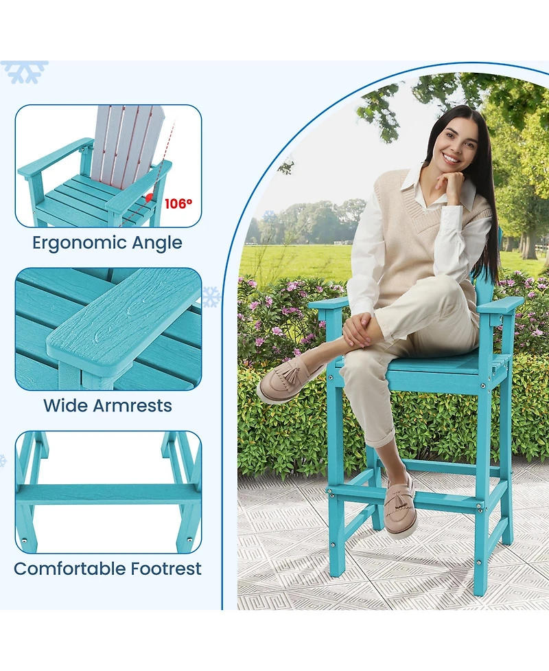 30-Inch Counter Height Outdoor Bar Stool with Armrests, Footrest, and Hdpe Frame