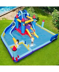Gouun Rocket Theme Inflatable Water Slide Park with 1100W Blower