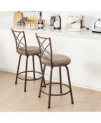 Gouun 2 Pieces Swivel Pluch Fabrice Cushioned Bar Stool Set