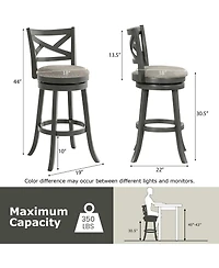 Gouun 31 Inch Swivel Bar Stools Set of 2 with Hollow Back and Soft-padded Seat-31 inches