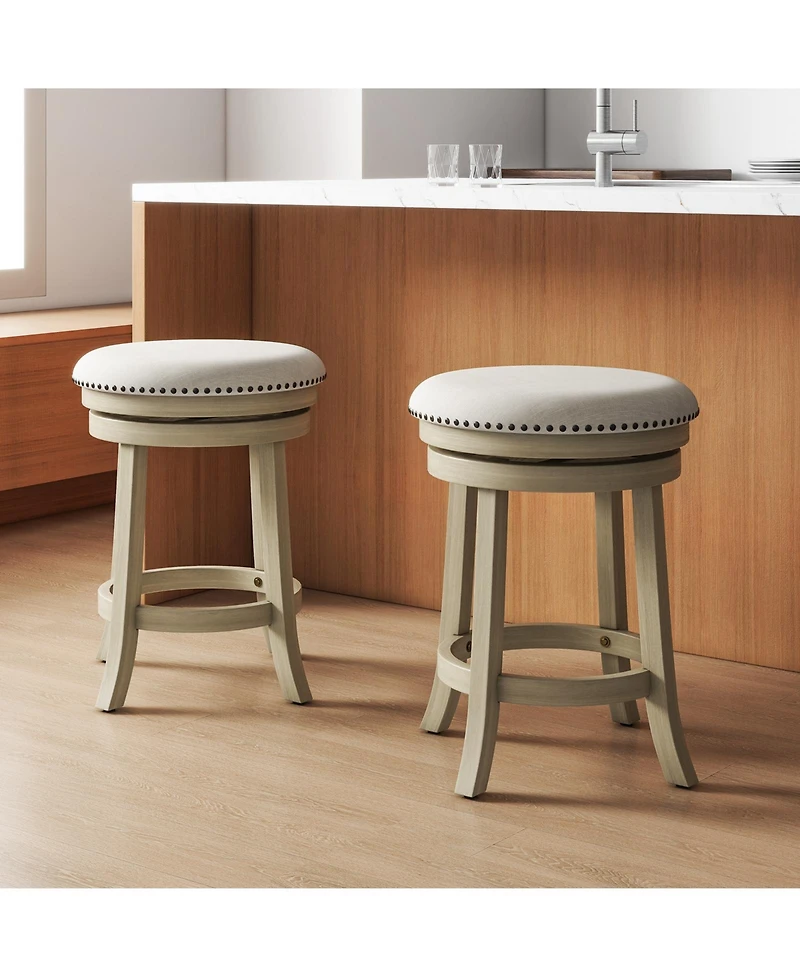 Gouun 24 Inches Swivel Bar Stools Set of 2 wth Wooden Frame-24 inches