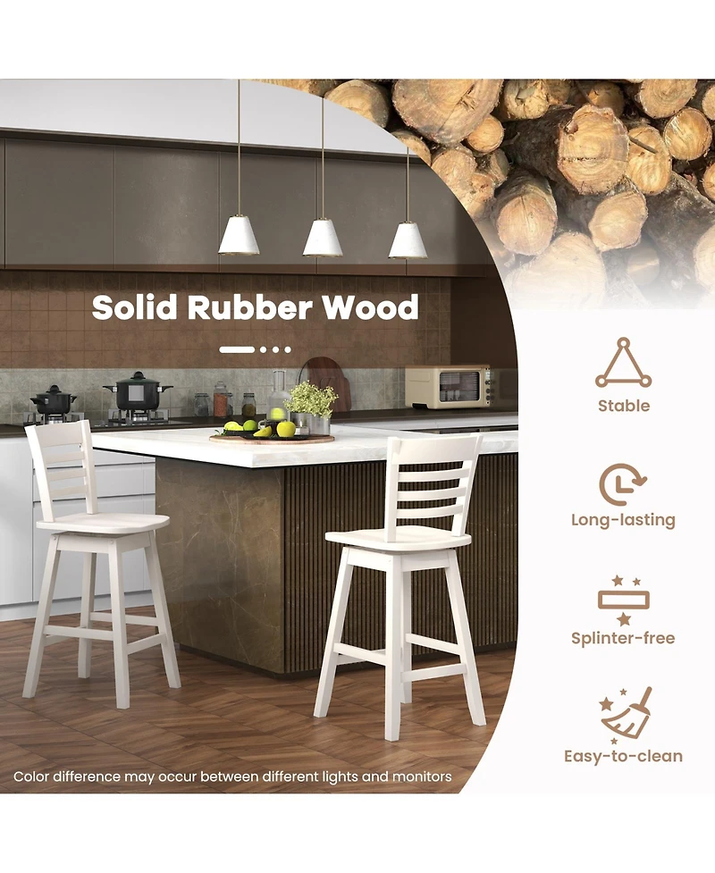 Gouun Counter Height Barstools Set of 2 with Footrest for Kitchen Island Bar