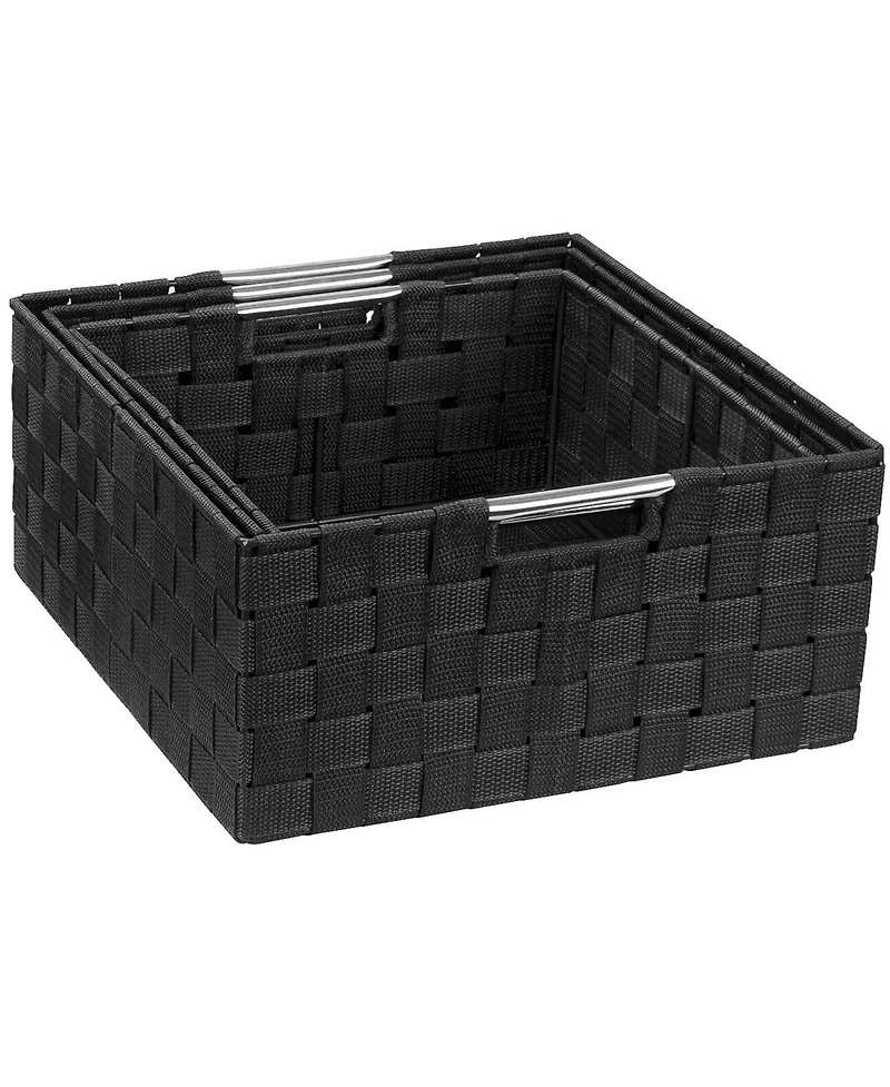 Sorbus 3 Piece Stackable Woven Basket Organizer Set with Built-In Carry Handles - Stylish Storage for any room the household (Beige)