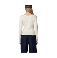 Edikted Womens Mel Lace Trim V Neck Top