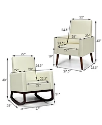 Gouun 2-in-1 Fabric Upholstered Rocking Chair with Pillow