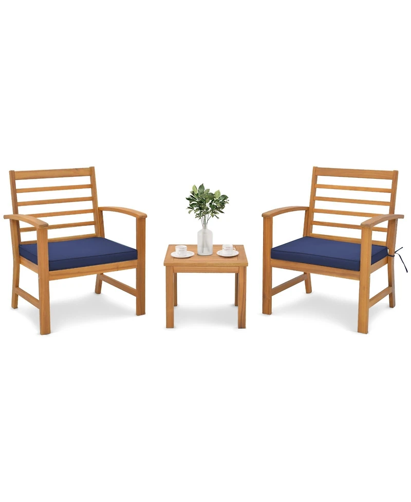 Gouun 3 Pieces Outdoor Furniture Set with Soft Seat Cushions