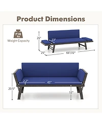 Gouun Outdoor Convertible Sofa Daybed with Adjustable Armrests for Balcony