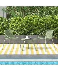 Gouun All Weather Pp Patio Conversation Set with Round table and 2 Chairs