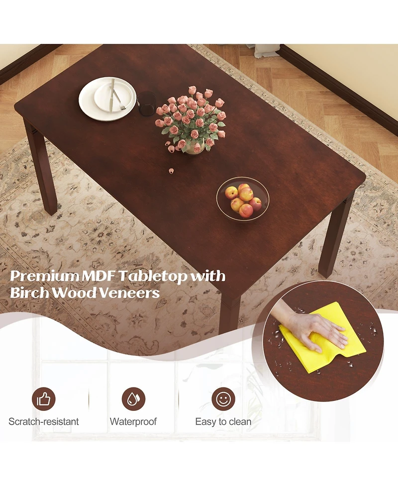 Gouun 48-Inch Wooden Dining Table for 4 People Rectangular Kitchen Table with Rubber Wood Legs-Cherry