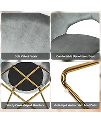 Gouun Modern Accent Velvet Dining Arm Chair with Metal Legs and Soft Cushion