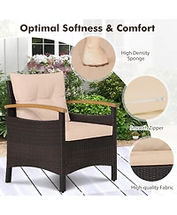 3 Pieces Patio Rattan Furniture Set with Removable Cushions