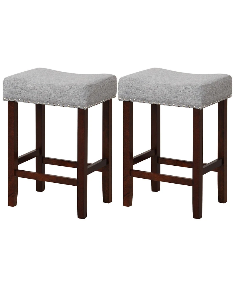 Gouun Set of 2 25 Inch Bar Stool with Curved Seat Cushions