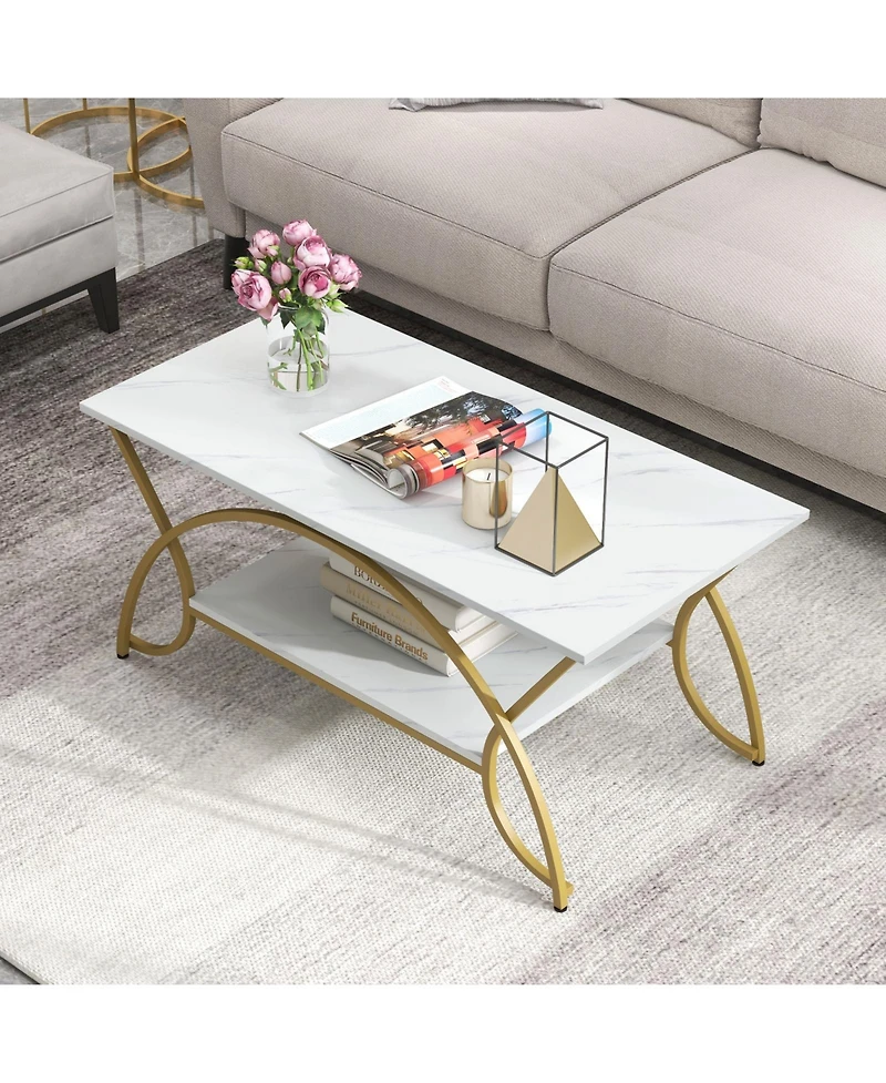 Gouun 2-Tier Table Rectangle for Living Room