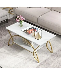 Gouun 2-Tier Table Rectangle for Living Room