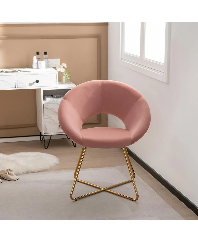 Gouun Modern Velvet Accent Chair Vanity Chair with Metal Legs-2 Pieces