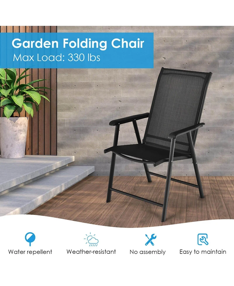 Gouun Set of 2 Outdoor Patio Folding Chair with Ergonomic Armrests