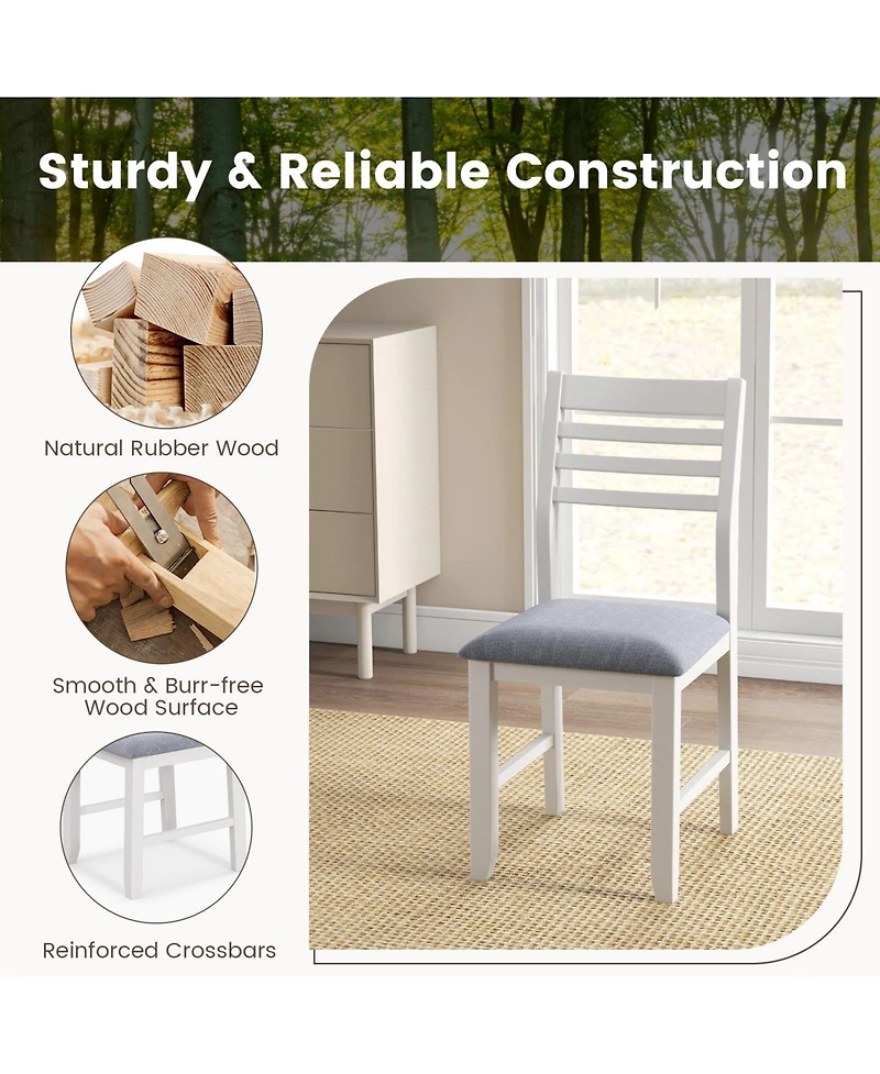 Gouun Wooden Dining Chair Set of 2 with Rubber Wood Frame and Padded Cushion