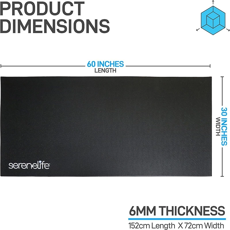 SereneLife Premium Exercise & Fitness Mat with Non-Slip Texture, 30x60 Inches