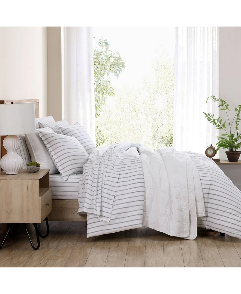 Stone Cottage Trenton Stripe Cotton Green 3 Piece Duvet Cover Set-King