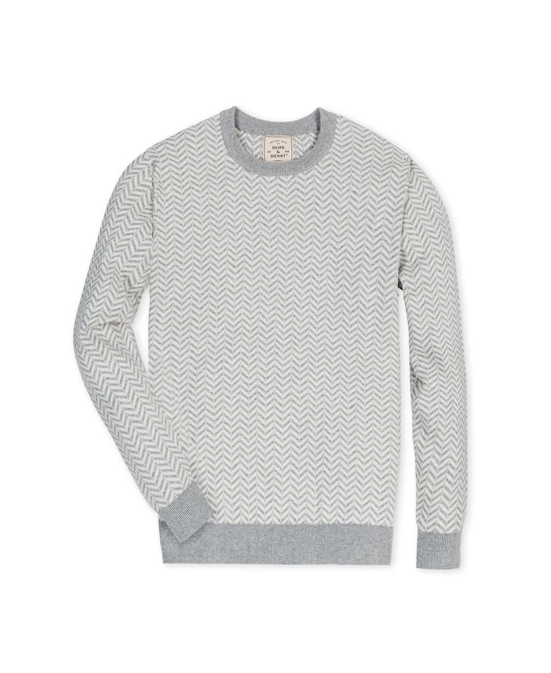 Hope & Henry Men's Crew Neck Intarsia Sweater