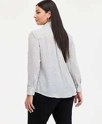 INC Plus Size Striped Long-Sleeve Shirt, Exclusively at Macy's