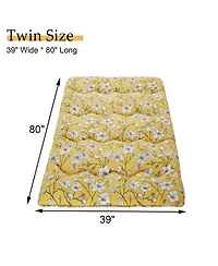gaomon Japanese Floor Mattress, Twin Size Futon Mattress, Thick Tatami Roll-Up Mattress for Camping & Guest Room, Yellow Flower Design