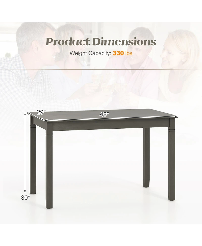 Gouun 48-Inch Wooden Dining Table for 4 People Rectangular Kitchen Table with Rubber Wood Legs