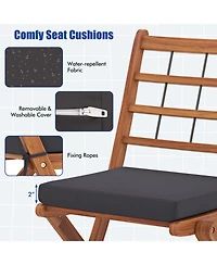 Gouun 3 Pieces Acacia Wood Patio Bistro Set with Cushions