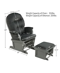 Gouun Wood Baby Glider and Ottoman Cushion Set with Padded Armrests for Nursing