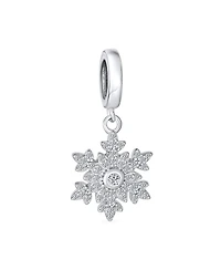 Bling Jewelry Christmas Dangle Snowflake Bead Charm .925 Sterling Silver