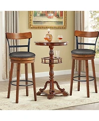 Gymax Set of BarStool 30.5'' Swivel Pub Height Dining Chair with Rubber Wood Legs