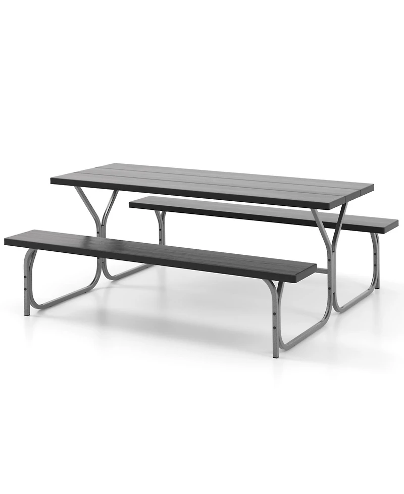 6 Feet Picnic Table Bench Set with Hdpe Tabletop for 8 Person