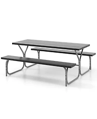 6 Feet Picnic Table Bench Set with Hdpe Tabletop for 8 Person