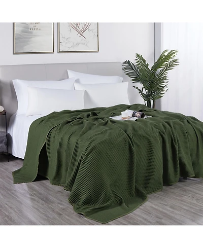 Doz by Sijo Waffle Blanket 50% Bamboo Viscose Cotton, Lightweight, Ultra Soft, Breathable