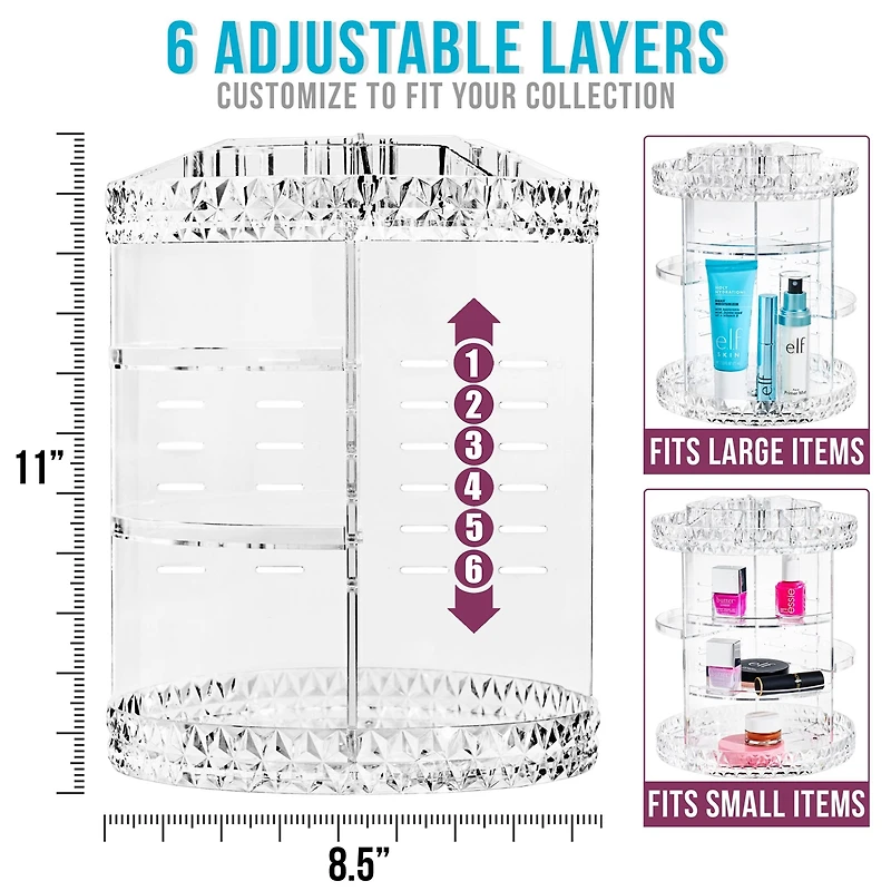 Sorbus 360 Rotating Makeup Organizer - Spinning cosmetics organizer, Adjustable Shelves for Make Up, Perfume & more