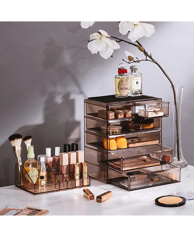 Sorbus 2 Piece Acrylic Makeup and Jewelry Storage Organizer Case (6 Drawers Lipstick Tray