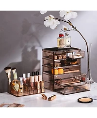 Sorbus 2 Piece Acrylic Makeup and Jewelry Storage Organizer Case (6 Drawers Lipstick Tray
