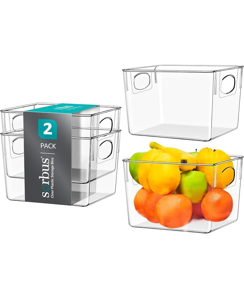 Sorbus 2-Pack Medium Clear Storage Bins with Handles