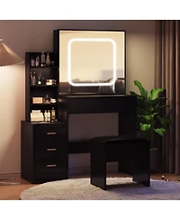 gaomon Vanity Desk with Sliding Mirror and Lights
