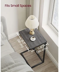 Industrial C-shaped Side Table With Metal Frame