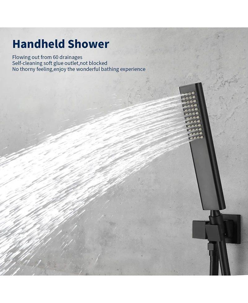 Slickblue Male Npt Tub Faucet with Hand Shower Waterfall Bathtub Shower System with Brass Valve