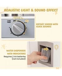 Gymax ids Play Kitchen Toy Set w/ Water Dispenser Sink Faucet Microwave Oven Utensils