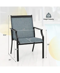 Gymax Set of 2 Patio Dining Chairs Outdoor Armchairs w/ Sturdy Metal Frame