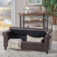 50” Armed Storage Bench,Upholstered Ottoman for Bedroom,Living Room, or Entryway-The Pop Home