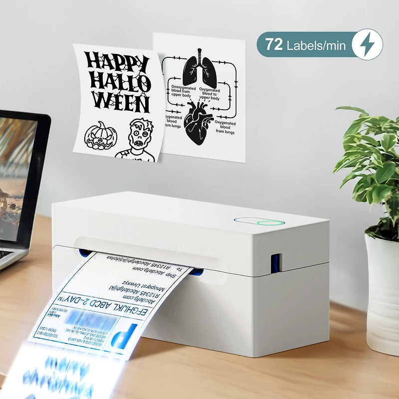 Polono Bluetooth Thermal Shipping Label Printer, Wireless 4x6 Shipping Label Printer for Small Business, Support Android, iPhone, Windows, and Mac, Wi