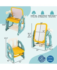 Gouun Kids Art Easel with Chair and 3-Level Adjustable Whiteboard