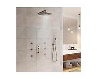 Casainc 3 Functions 12 Inch Wall Mount Thermostatic Shower System with 6 Body Jets