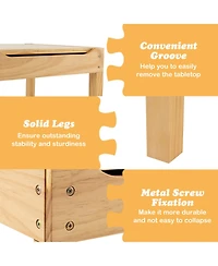 Gouun Kids Multi Activity Play Table Wooden Building Block Desk with Storage Paper Roll